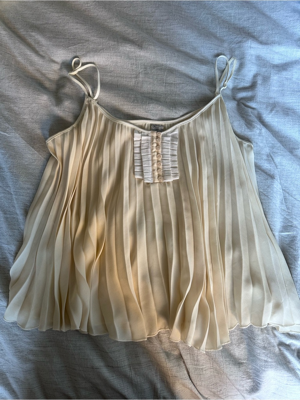 Free People Pleated Spaghetti Strap Cami Top - Cream